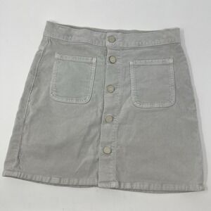 Mother Patch Pocket Corduroy Mini Skirt Light Gray 70's Style Size‎ 24 Women's
